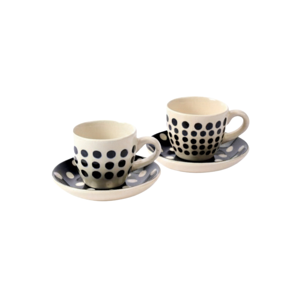 Coppia di tazzine da caffè Pallini Neri ceramica