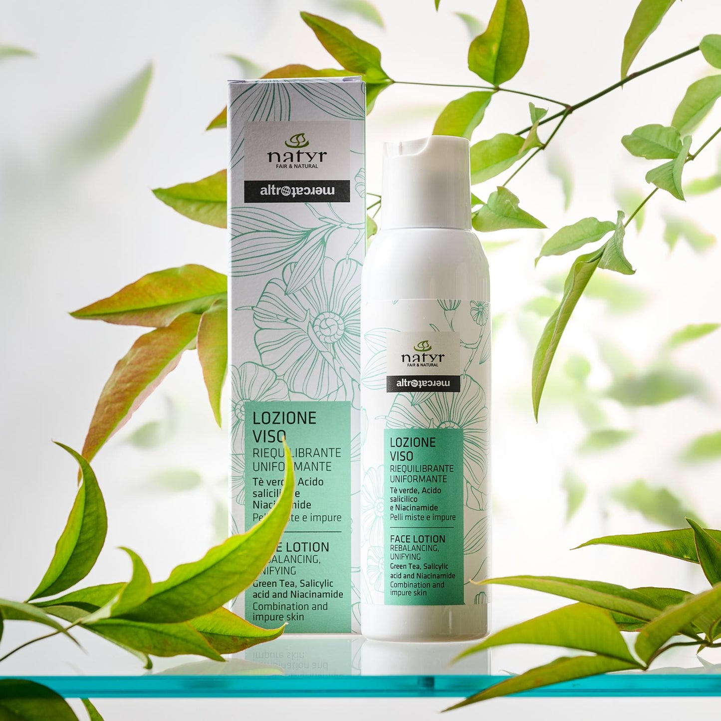 Lozione tonica viso riequilibrante uniformante tè verde | 150 ml