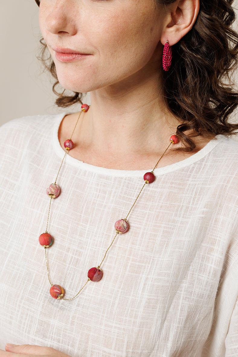 Collana Blossom vetro e cotone