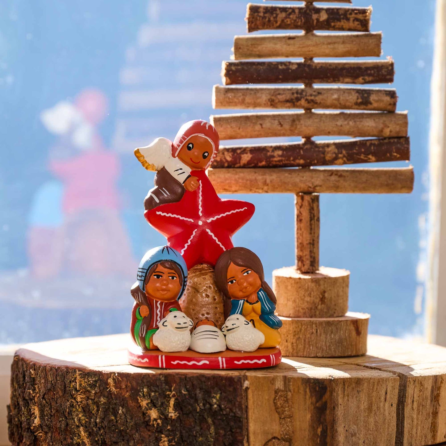 Presepe Angelo sulla stella ceramica