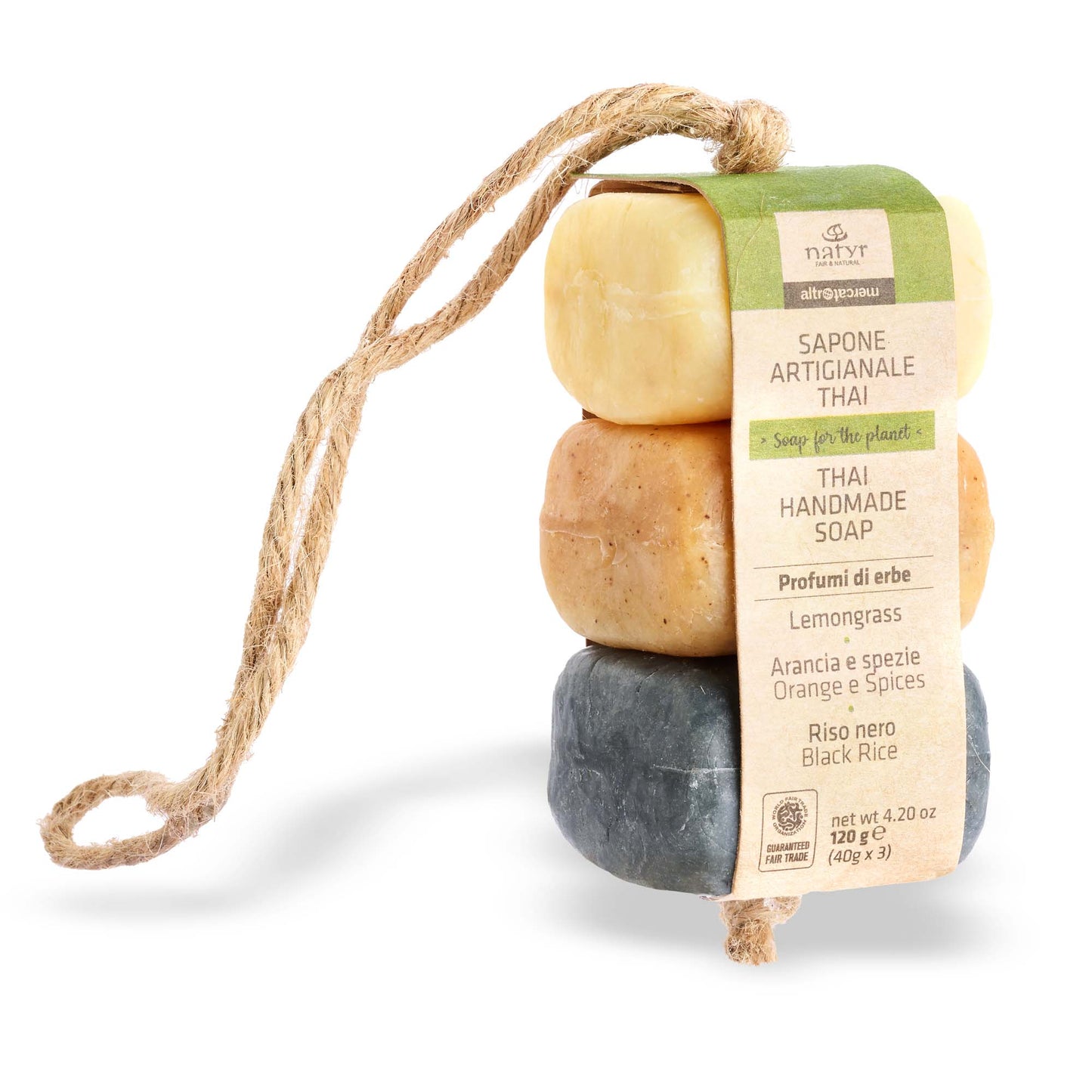 Tris saponi artigianali Thai profumi di erbe | 3 x 40 g