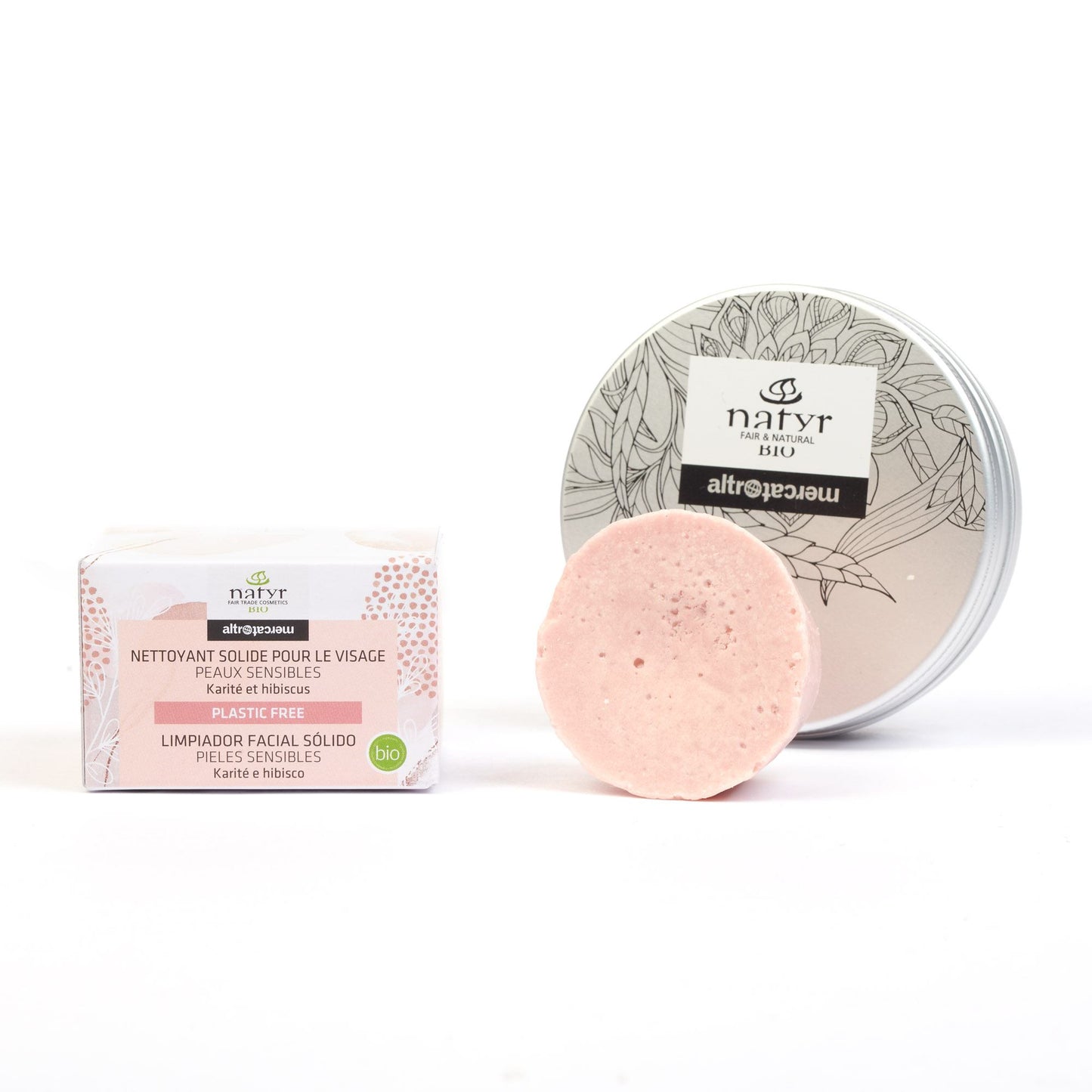 Detergente viso solido pelli sensibili Karitè e Ibisco - bio | 35 gr