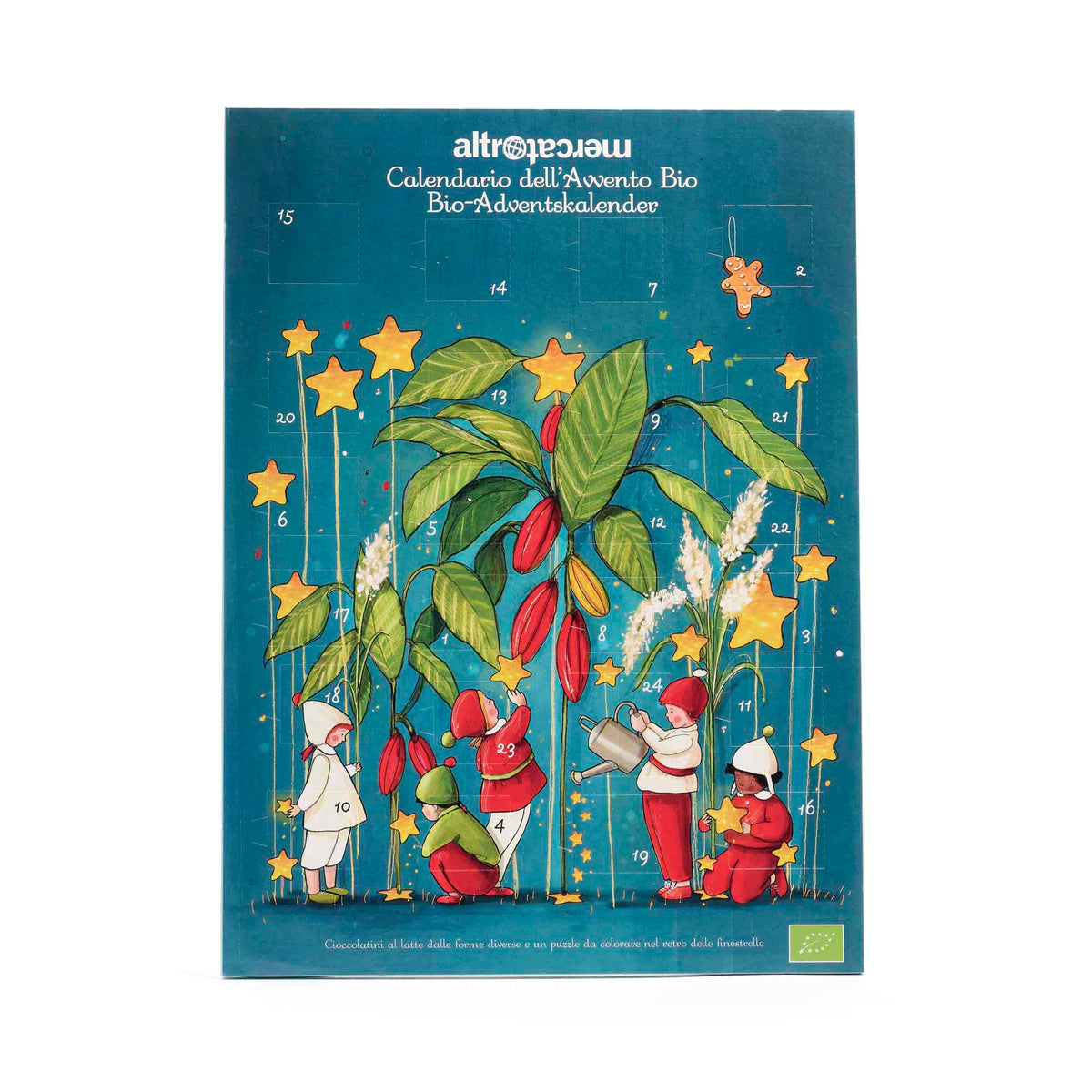 Calendario dell'avvento con cioccolato al latte - bio | 75 gr