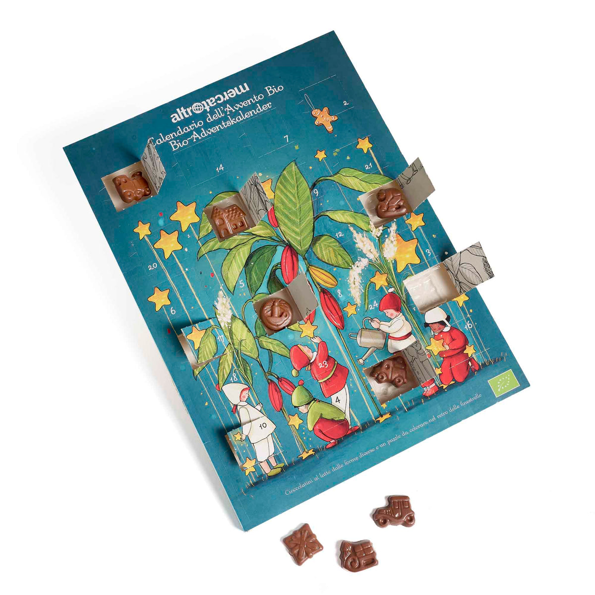 Calendario dell'avvento con cioccolato al latte - bio | 75 gr