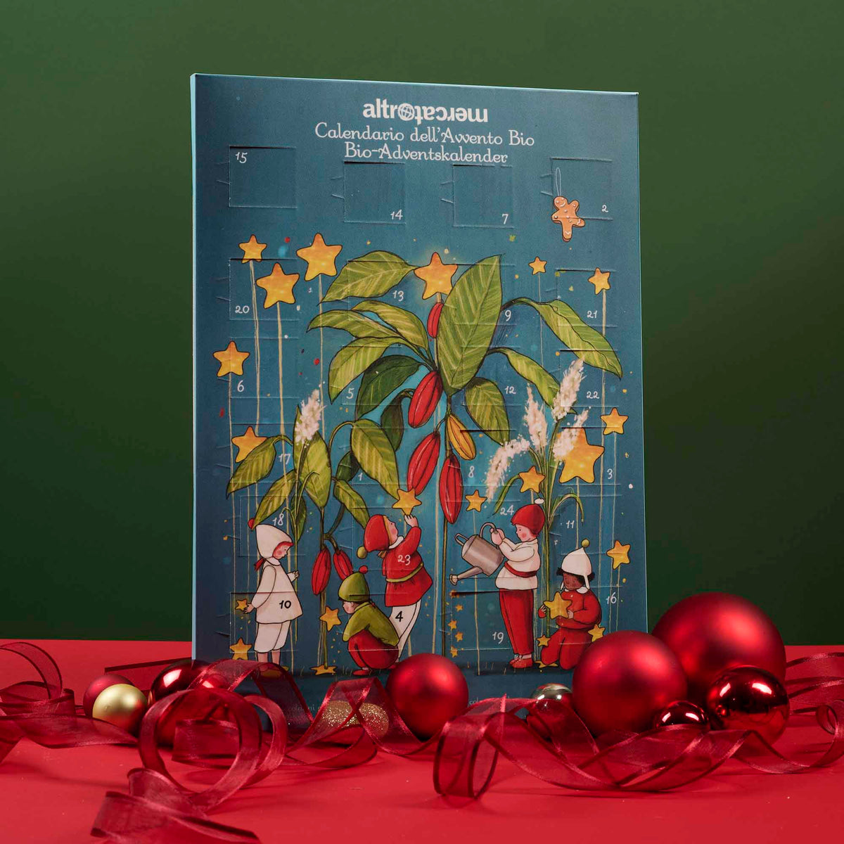 Calendario dell'avvento con cioccolato al latte - bio | 75 gr