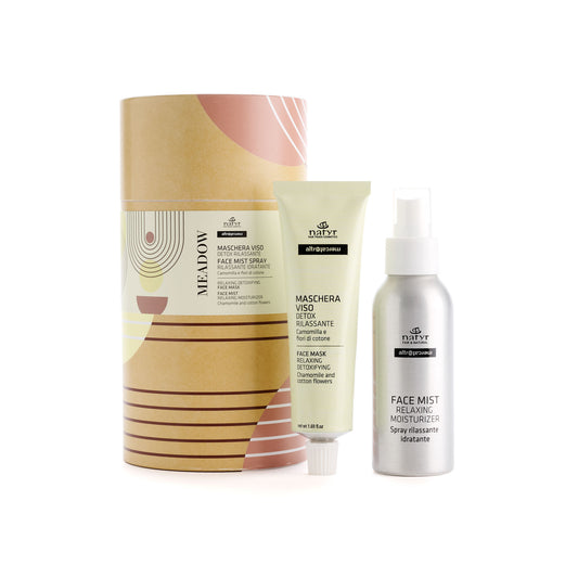 Cofanetto viso Meadow maschera viso e face mist camomilla e fiori di cotone | 50+100 ml