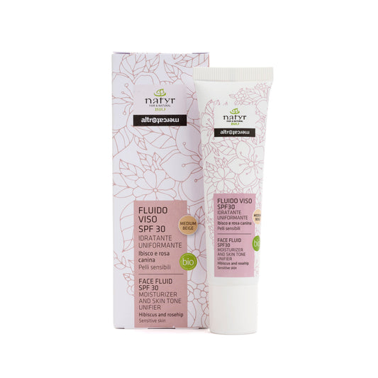 Fluido viso giorno SPF30 colorato medio - bio | 30 ml