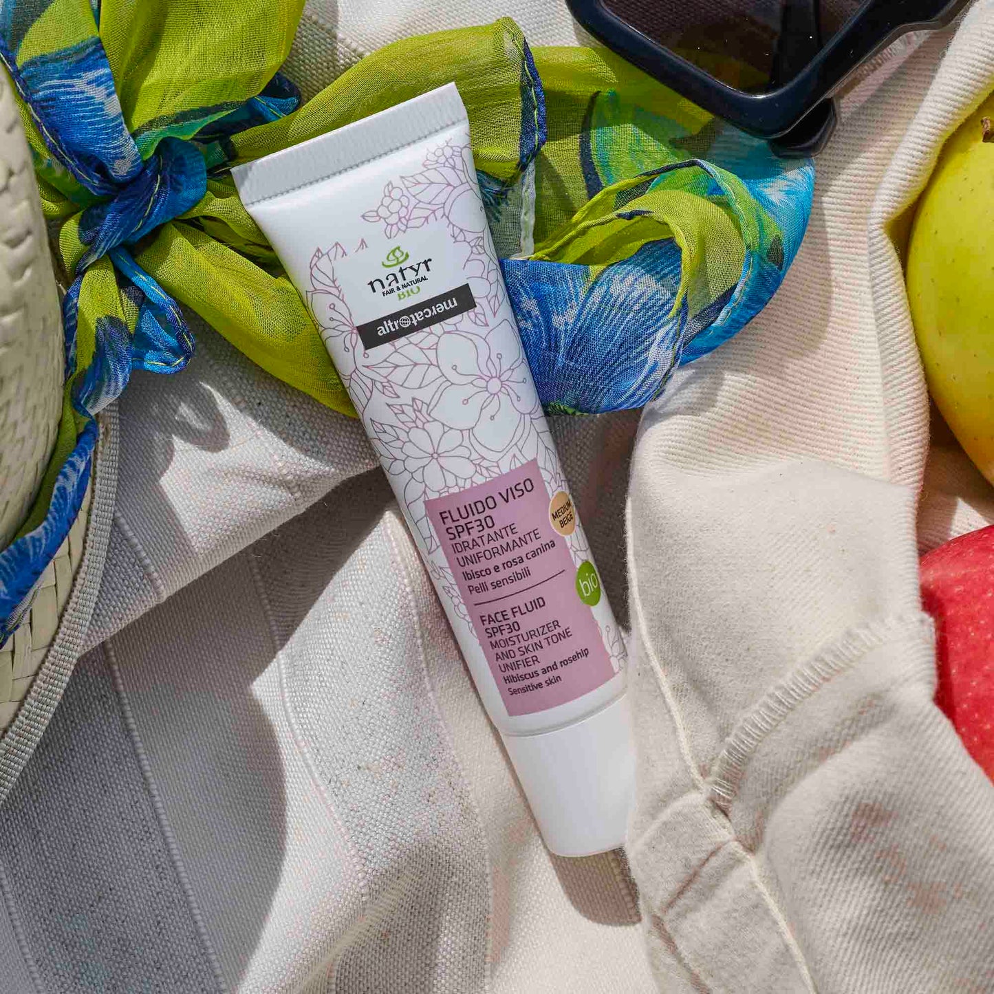 Fluido viso giorno SPF30 colorato medio - bio | 30 ml