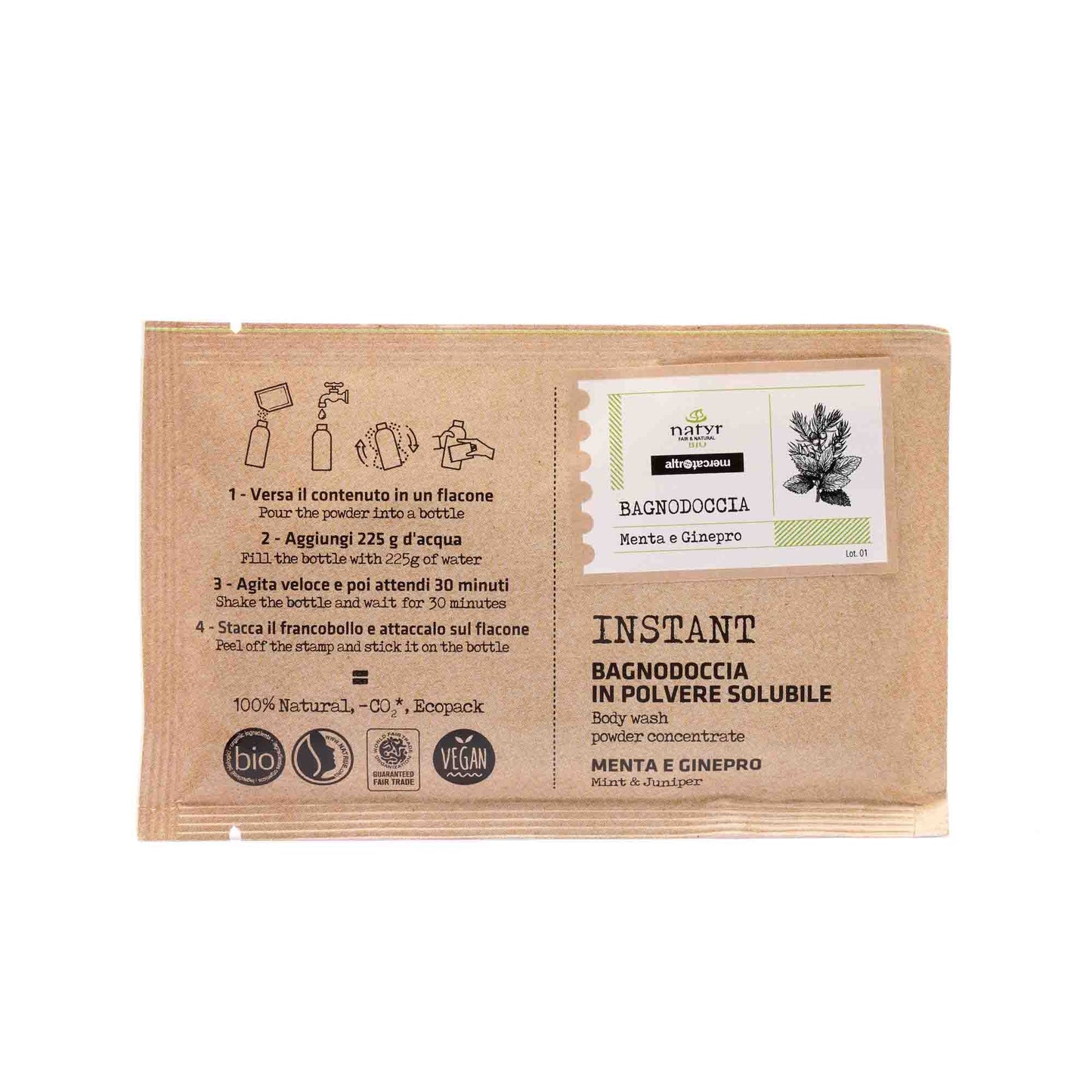 Bagnodoccia in polvere solubile menta e ginepro - bio | 25 gr