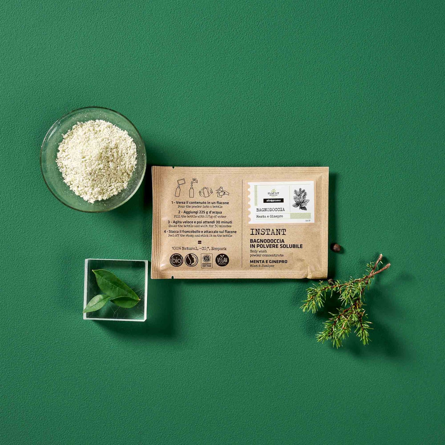 Bagnodoccia in polvere solubile menta e ginepro - bio | 25 gr