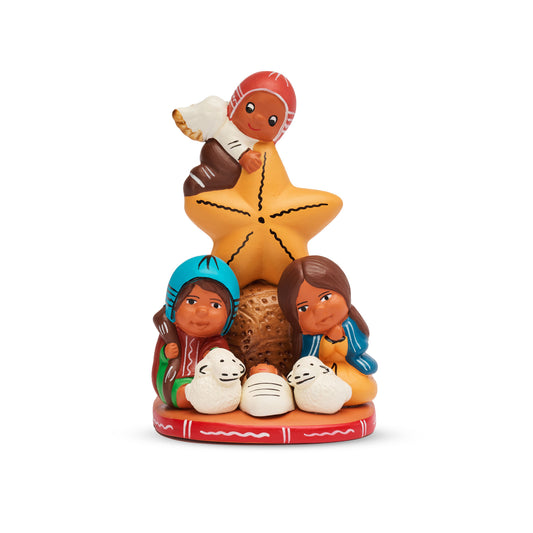 Presepe Angelo sulla stella ceramica