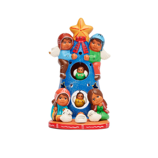 Presepe portalumino Albero blu ceramica