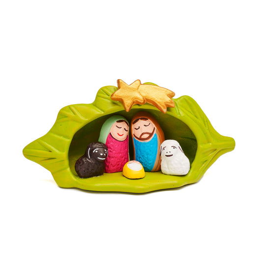 Presepe Foglia verde ceramica