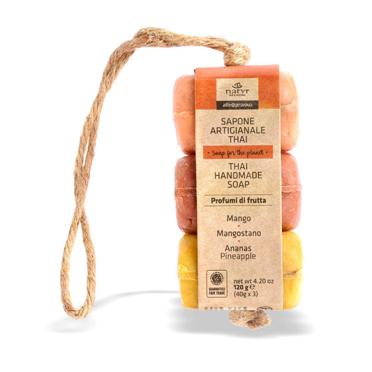 Tris saponi artigianali Thai profumi di frutta | 3 x 40 g