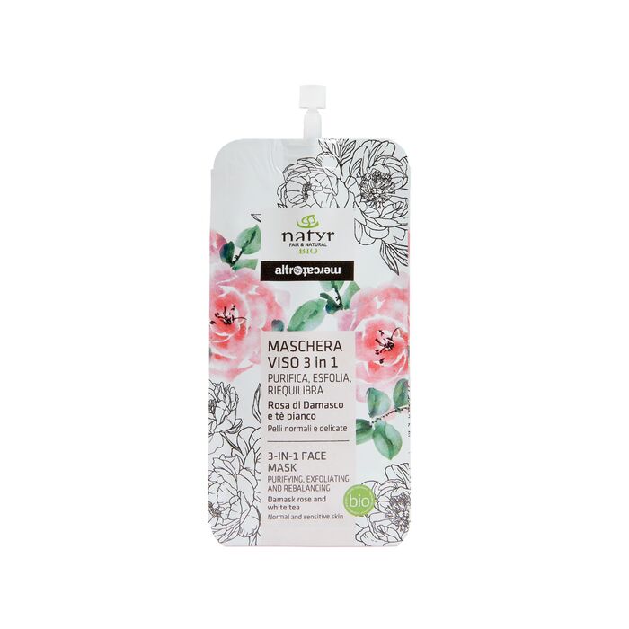 Maschera viso 3 in 1 rosa di damasco - bio | 2 x 10 ml