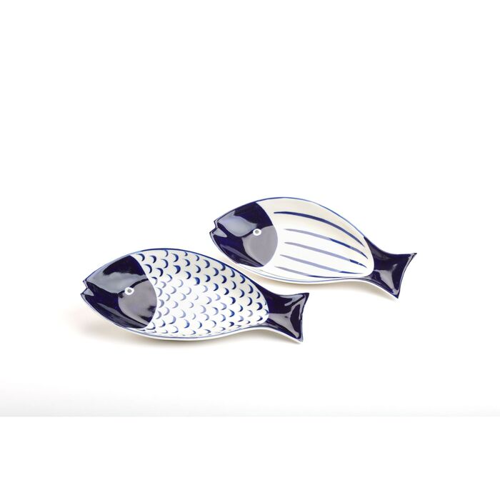 Coppia di piatti Pinna Blu ceramica