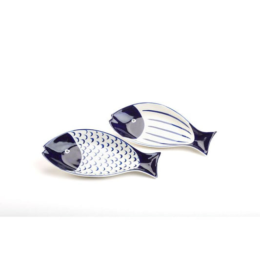 Coppia di piatti Pinna Blu ceramica