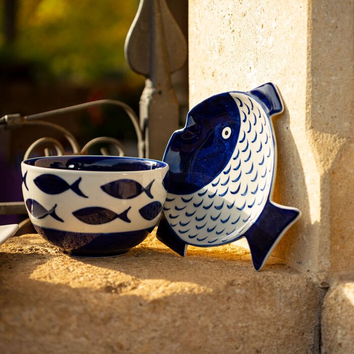 Coppia di piatti Pinna Blu ceramica