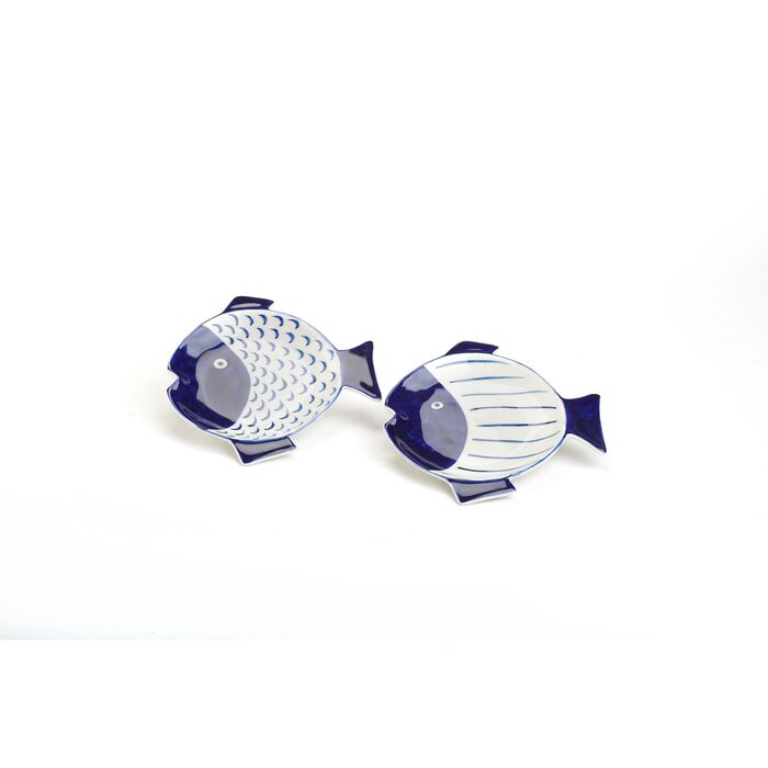 Coppia di piatti Pinna Blu ceramica