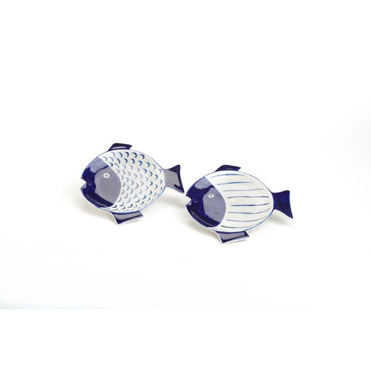 Coppia di piatti Pinna Blu ceramica