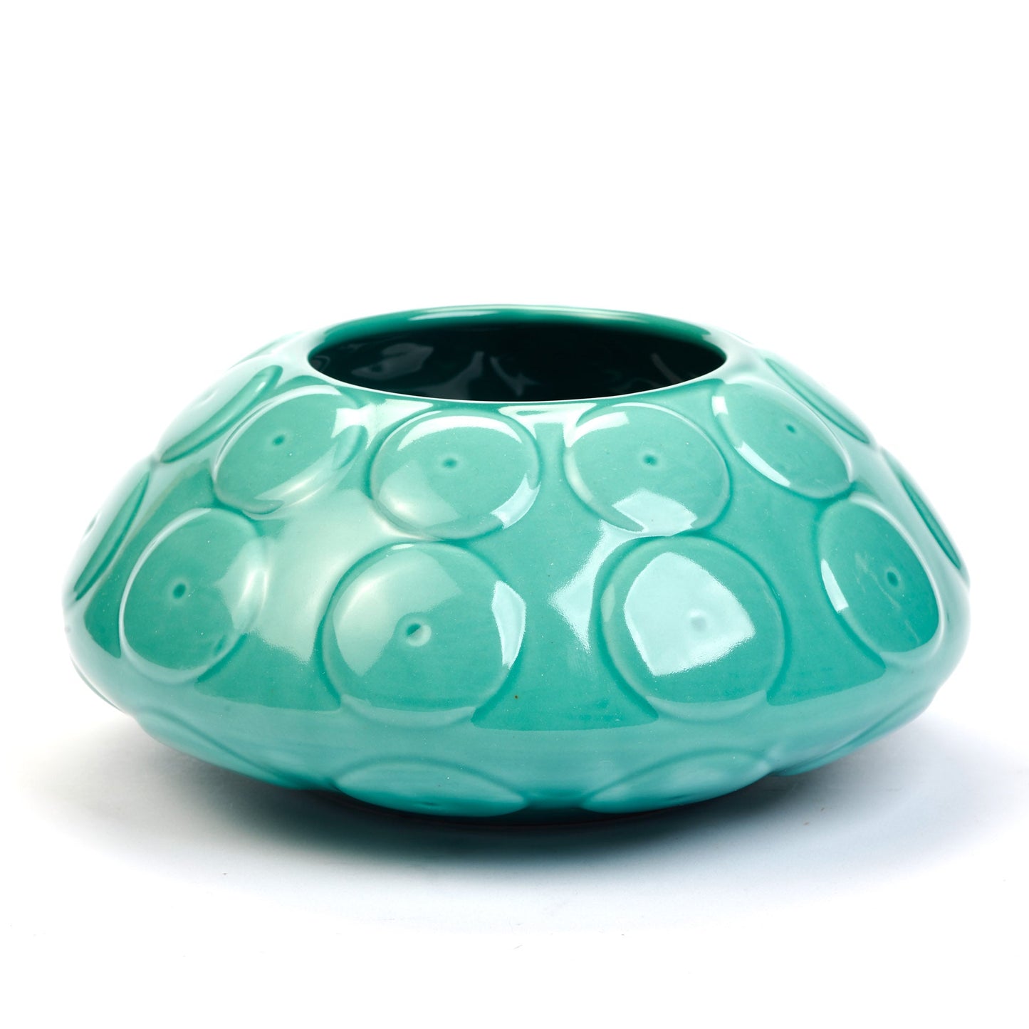 Vaso basso Echini ceramica acquamarina