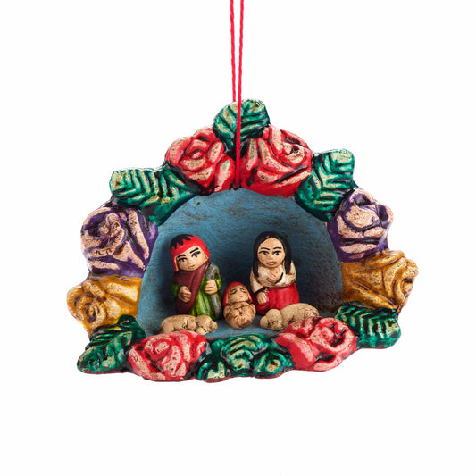 Presepe tra le rose cartapesta