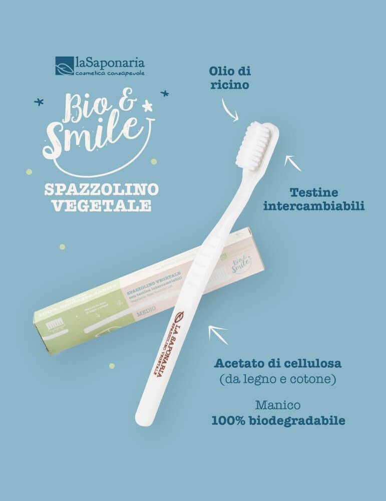 Spazzolino da denti in fibra vegetale setole morbide